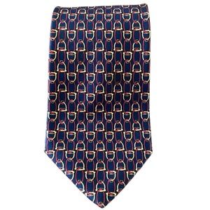 Vintage Paolo Gucci Navy Equestrian Silk Tie